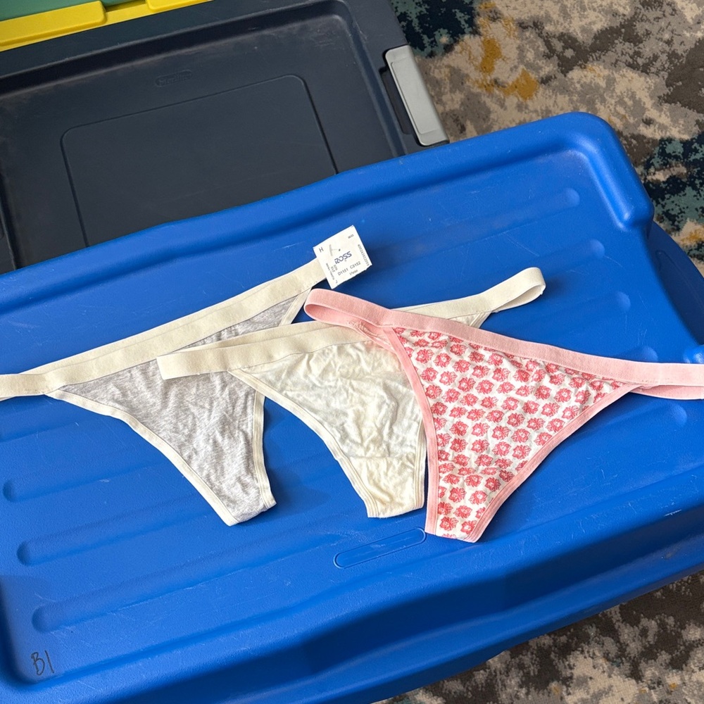 Billabong Women's Thong Trio - Pink Floral, Cream, Light Gray